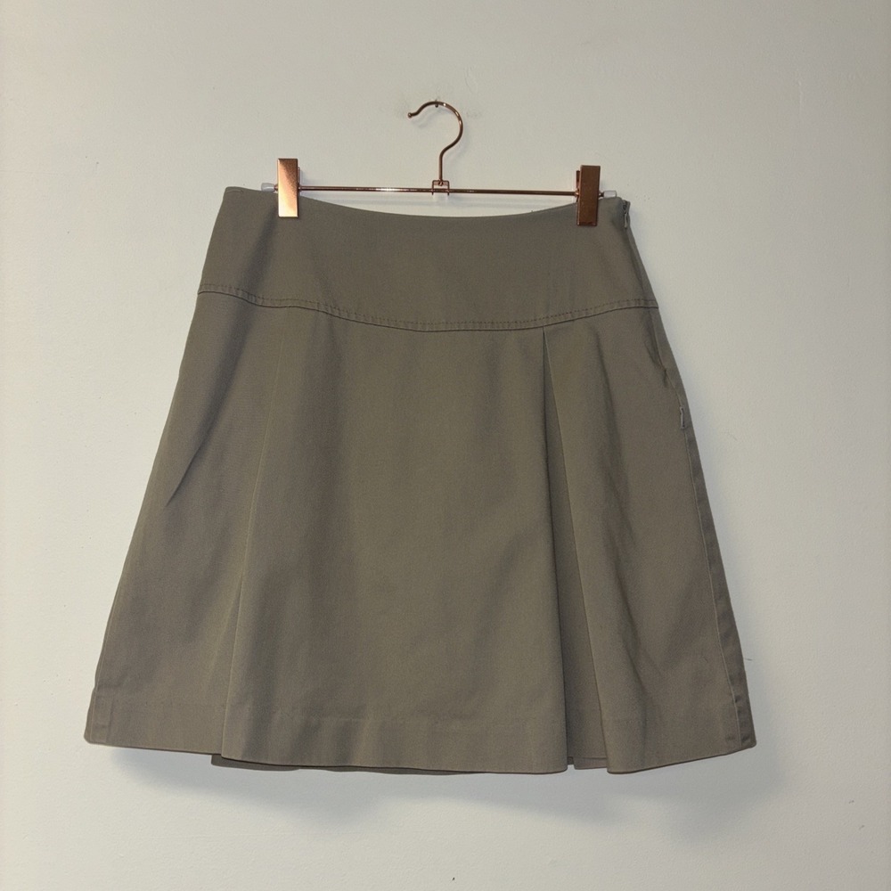 Dennis Uniform Khaki Pleated Skirt Tan A-Line Junior J1 Made in USA 3517